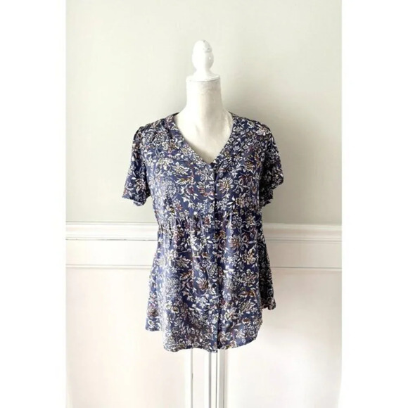 Isabel Maternity Ingrid & Isabel Blue Floral Print Blouse S - Picture 1 of 4